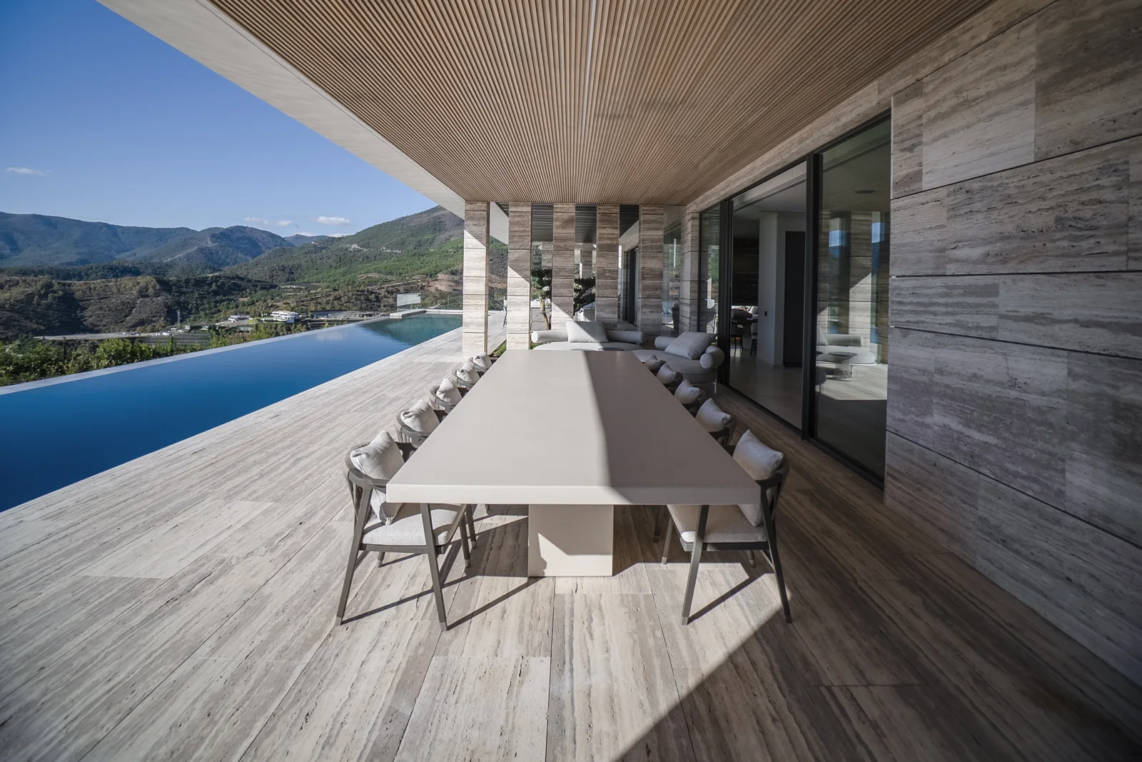 Luxury terrace and pool maintained for homeowners